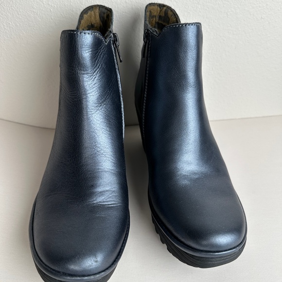 Fly London Metallic Gunmetal Gray Wedge Boots EU 38 - Picture 4 of 10